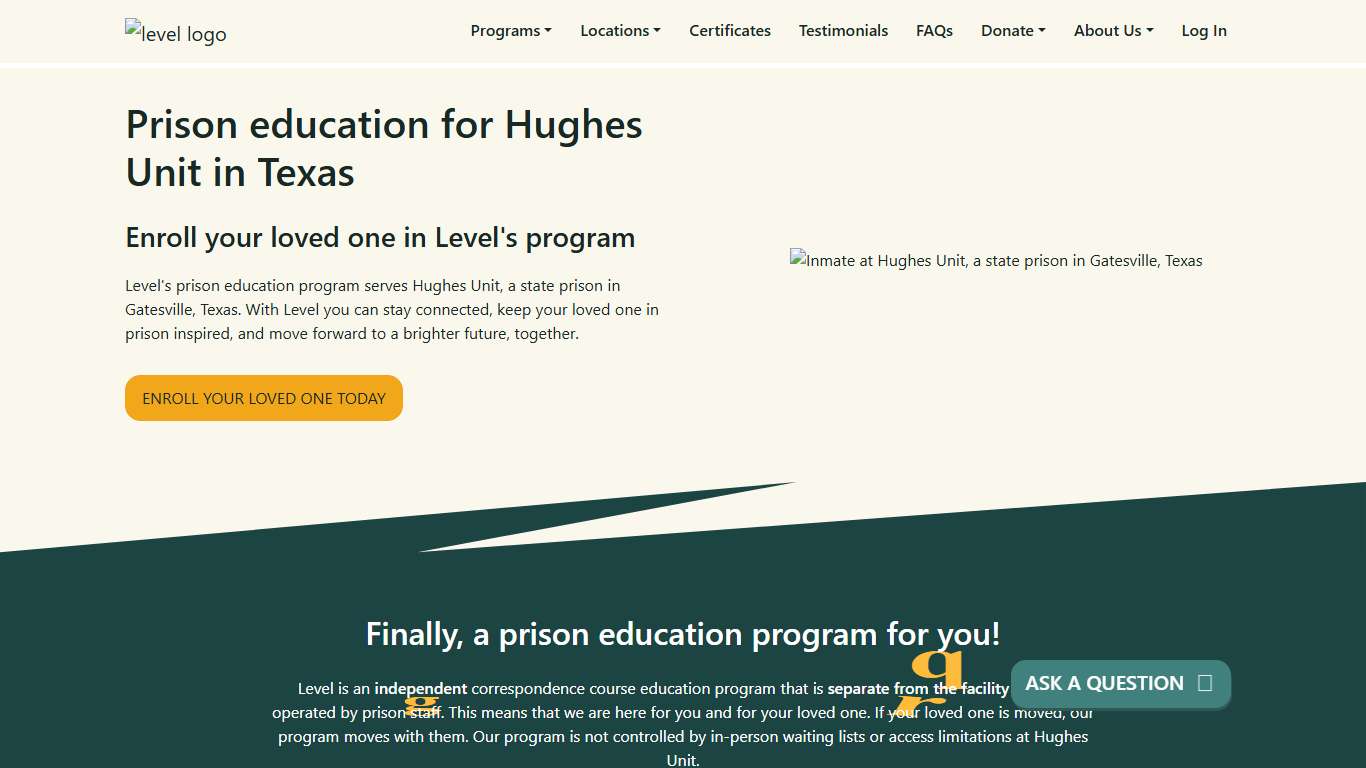 Prison Education For Hughes Unit - Level